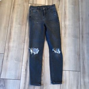 Topshop Jamie Grey Distressed Skinny Jeans